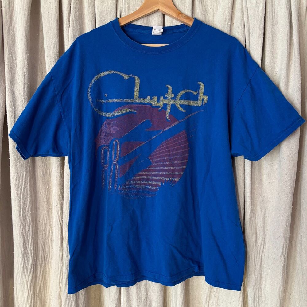 CLUTCH Band Rocket 88 T Shirt Vintage Blue Fan Faded Rock Grunge Y2K XL